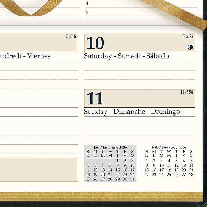 Brownline® 2026 Executive Weekly Pocket Planner, Appointment Book, 12 Months, January to December, Horizontal, Sewn Binding, 6.75" x 3.1875", Black, Trilingual (CBE306-26)