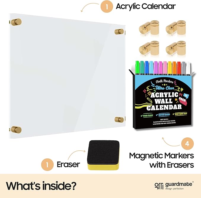 Premium Ultra-Clear Acrylic Dry Erase Writing Board | Clear Non-Magnetic Plexi Glass Wall Calendar Floating Family Planner Memo Whiteboard | 36" x 24" (Large 36" X 24")