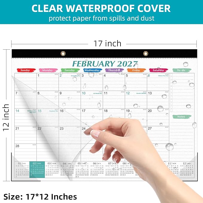 Tcamp Desk Calendar 2026-2027, Large Desktop/Wall Monthly Calendar (Jul. 2026 - Dec. 2027) 17'' x 12'' School Year Wall Desk Planner for Teacher Family School Office Supplies