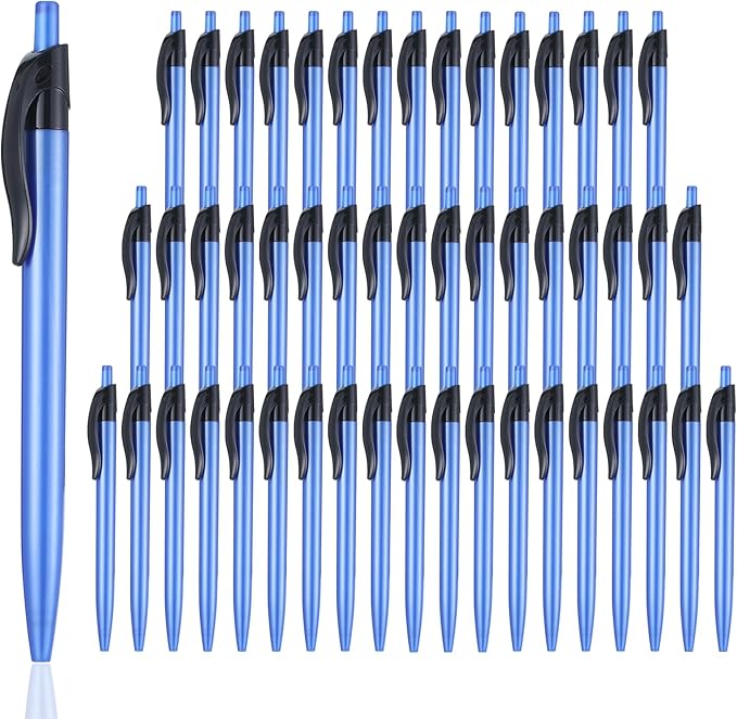 Retractable Blue Ballpoint Pen for Smooth Writing 1.0mm Medium Pack of 100 Blue Ink Pen, Click Blue Pens Bulk with Comfort grip, Idea for Journaling, Planner, Note Taking Office School Supplies