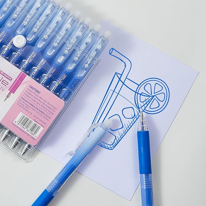 12Pcs Retractable Erasable Gel Pens Clicker,Fine Point 0.7mm Smooth Writing Pens,For Writing Journaling Taking Notes School Office Home. (12Blue)