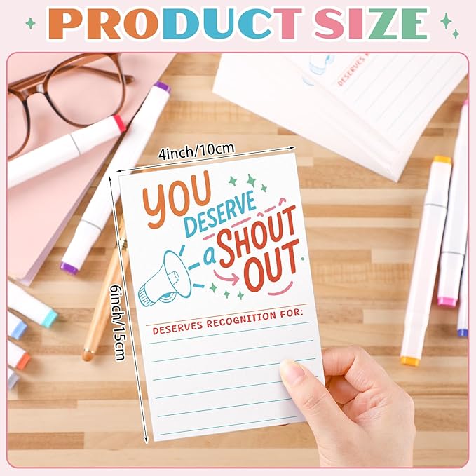 200 Count Shout out Cards for Teachers Students Employees Staff Office Positive Appreciation Recognition Team Classroom Good Behavior Incentive Reward Kudos Cards Postcard for Bulletin Board