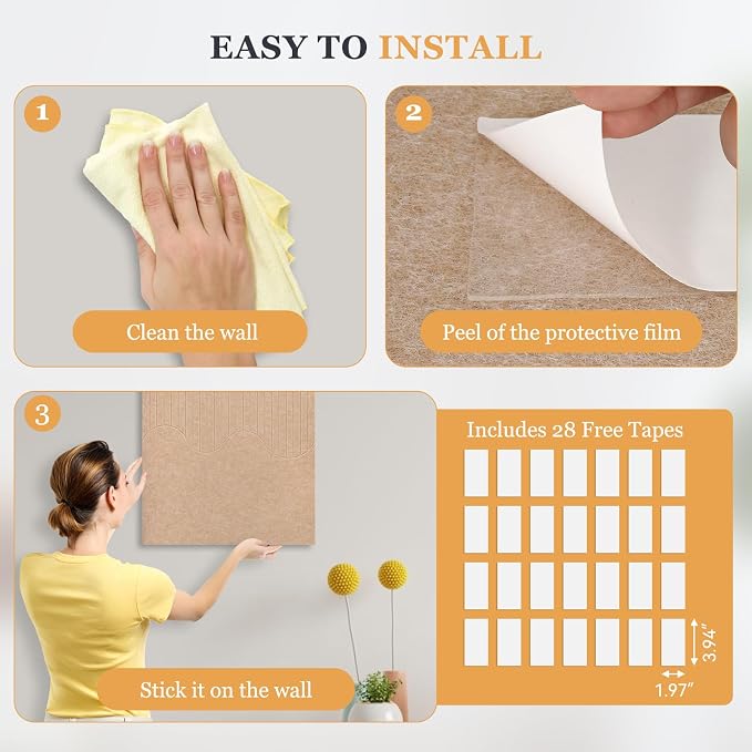Large Felt Bulletin Board with Self-Adhesive Tape, 96"x48", Cork Board Alternative for Wall, 4-Pack Pin Board Picture Board for Home Office Studio Decor, Includes 120 Pushpins