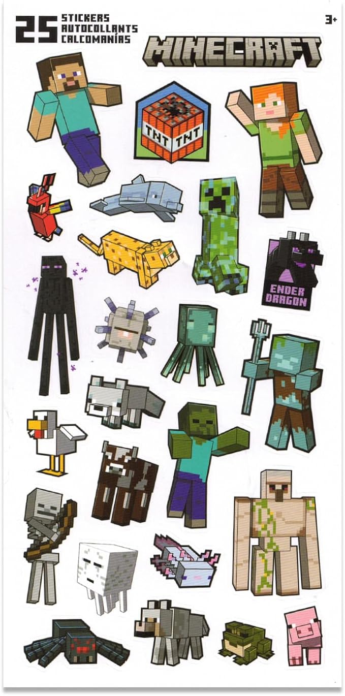Minecraft Bookmark Set - Bundle with 8 Bookmarks and Page Clips Featuring Creepers, Zombies, More Plus Stickers | Minecraft School Supplies for Boys Girls Kids