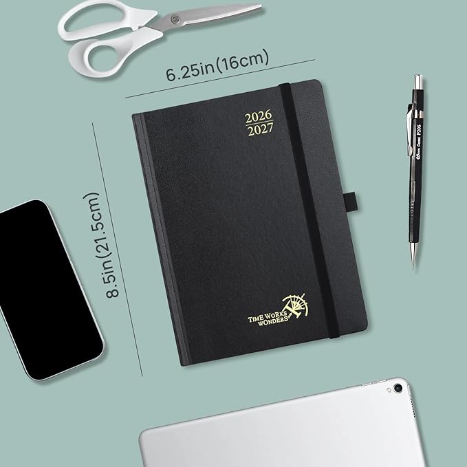 POPRUN Monthly Planner 2026-2027, 6.25" x 8.5", 18 Month (Jul 2026 - Dec 2027) Calendar Book, Academic Calendar Planner with Monthly Tabs, Inner Pocket, Hard Cover, 100GSM Paper - Navy Blue