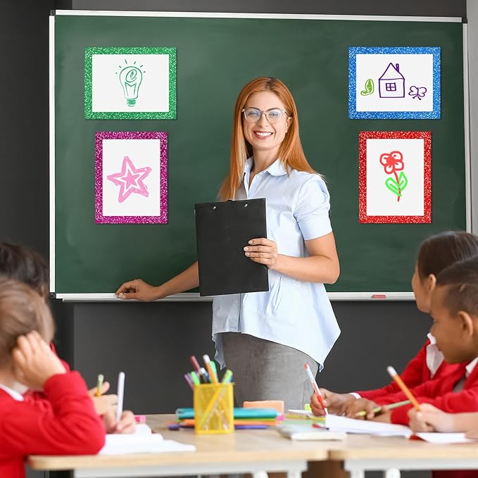 Glenmal 32 Pieces 11" x 14" Glitter Poster Board Glitter Frame Poster Board Cardstock Paper Colored Paper Shining Craft Cardstock for School Project Christmas Wedding Classroom Birthday DIY Craft