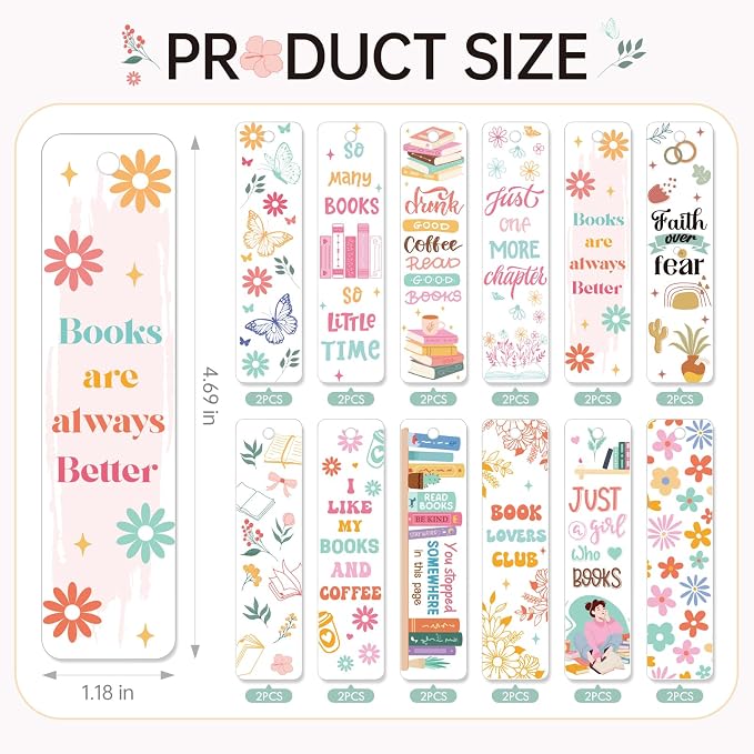 AFRITEE UV DTF Bookmark Wraps - 24 Sheets Boho Butterfly Flowers Double Sided Transfer Sticker DIY Bookmark Decals Craft Decoration