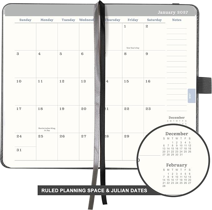Pocket Calendar 2026-2027 - Pocket Calendar for Purse, Jul. 2026 to Jun. 2027, 6.4'' x 3.9'', Academic Planner Weekly and Monthly, with Elegant Leather