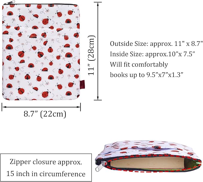 Book Sleeve for Book Lovers, Bookish Book Protector, Book Covers for Paperbacks, Washable Fabric, Book Sleeves with Zipper, Medium 11 Inch X 8.7 Inch