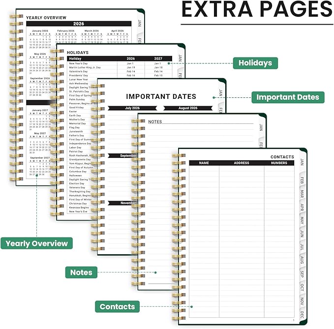 2026 Planner, Weekly and Monthly Calendar Planner for Women, Jan 2026 - Dec 2026, Hardcover Planning Agenda book with Tabs, Spiral Bound, Inner Pocket, Perfect for School Office Supplies, 6.3" x 8.5" - Butterfly