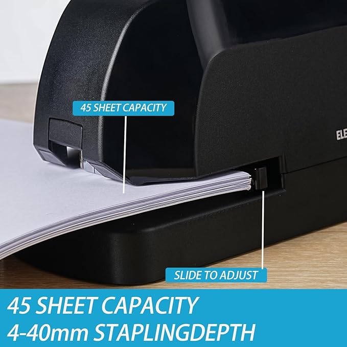 Heavy Duty Electric Stapler Value Pack, 45 Sheet Capacity, Includes 1500 Staples & Staple Remover, No-Jam, Faster Stapling, Automatic Stapler Desktop,AC Adapter Powered (Black)
