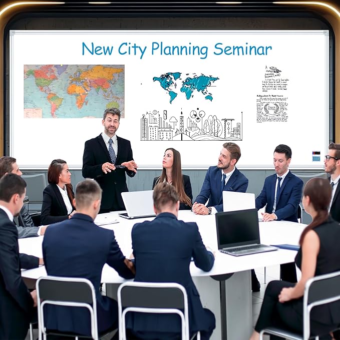 120"x48" Premium Belgian Enamel Whiteboard | Magnetic Dry Erase Board | Commercial Grade Porcelain Wall-Mounted Board | Zero Ghosting, Stain-Resistant Surface for Office, Home, Classroom (White)