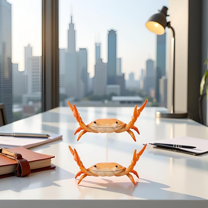2Pcs Red Creative Crab Pen Holder Weightlifting Crabs Pen Stand Storage Rack, Office Desktop Decoration, Pencil Holders Desk Supplies Holders and Dispensers, Desk Accessories and Workspace Organizers