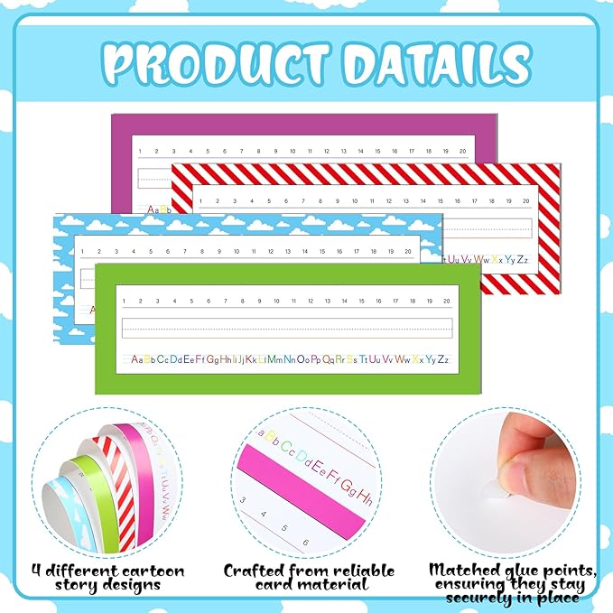 Tenceur 40 Pcs Name Plates for Classroom Desk Name Tags with Alphabet Colorful Desk Nameplates Cartoon Story Decor for School Table Cubbies(Simple)