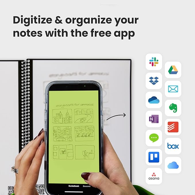 Rocketbook Fusion Reusable Undated Productivity Planner, Letter Size 8.5x11, Teal - Goals, Monthly and Weekly Calendar, Daily To-do List, Lined and Dotted Notes Pages