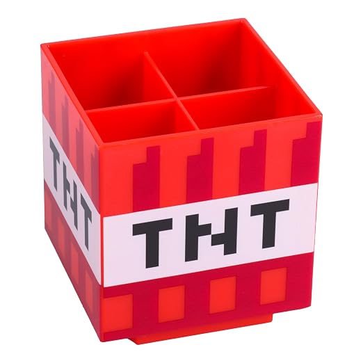 Paladone Minecraft Desktop Organizer - Officially Licensed, 4 Modular Blocks, Customisable Stationery Holder for Pencils, Minecraft Gamer Decor, Desk Accessory for School or Office Supplies