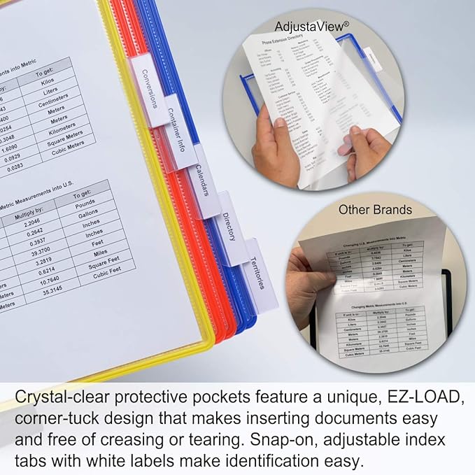 Ultimate Office AdjustaView 10-Pocket Desk Reference Organizer Add-On with Easy-Load Pockets (Add-On Module Only) (Colored Pockets)
