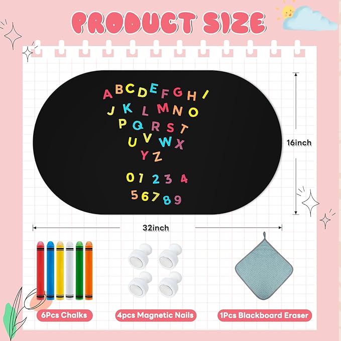 Magnetic Wall Decal,16x32 Inch Arched Magnetic Chalkboard for Wall,Suitable for Home Decoration Wallpaper and Game Room (Black