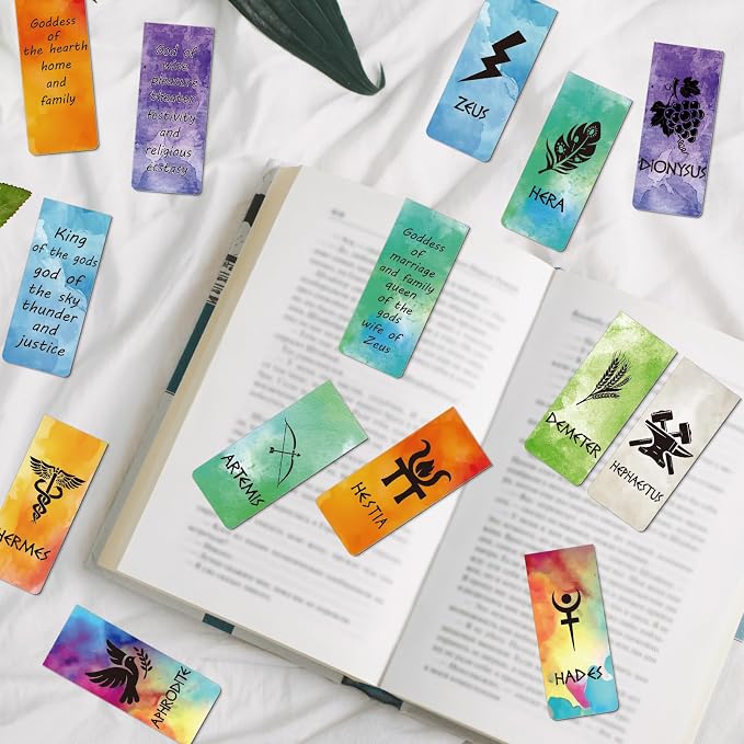 Wxiben Greek Mythologies Magnetic Bookmark - 28PCS Olympians Gods Magnetic Bookmarks The Gods of Ancient Greece Book Marks Page Magnets Marker Clip for Book Lovers Student Teacher Reading Bookish Gift