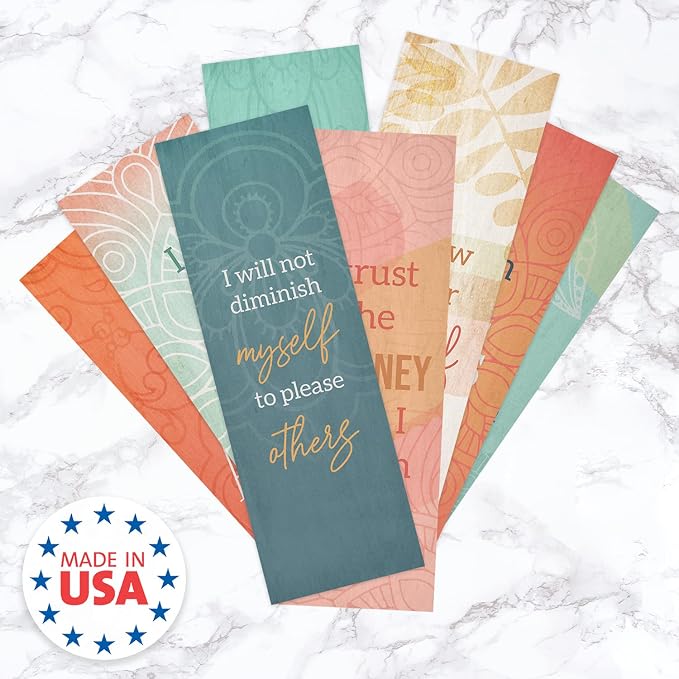 Motivational Bookmarks / 24 Uplifting Quotemarks Bulk Pack / 2" x 6" Paper Bookmark Set / 24 Inspirational Designs/Teen Girl Teacher Classroom Present/Made in The USA