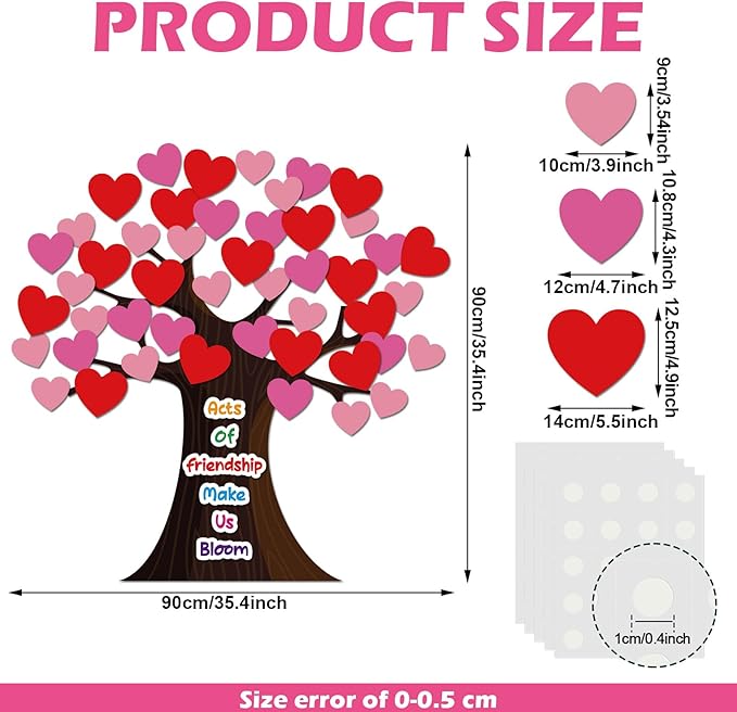 Pajean Valentines Day Bulletin Board Decorations Classroom Tree Bulletin Board Set Friends Tree Cutouts Happy Valentines Day Hearts Wall Decor for Elementary School Chalkboard Supplies