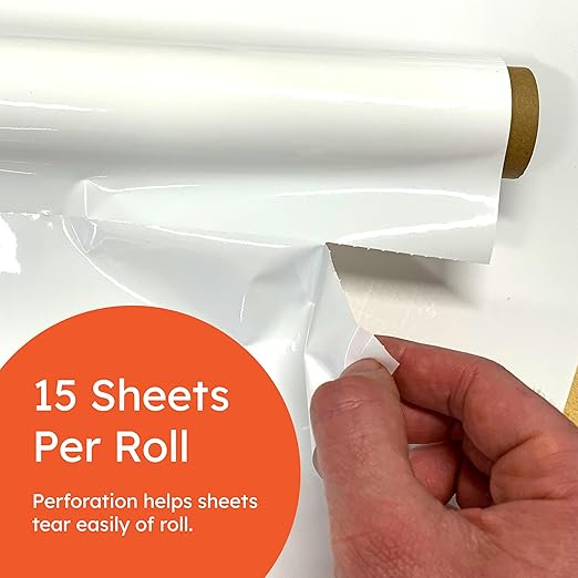 Geyer Instructional Products - 31.5'' x 24'' Portable Static Cling Dry Erase Sheets, Reusable Electrostatic Whiteboard Sheets, Sticks to Any Surface - 15 Pack