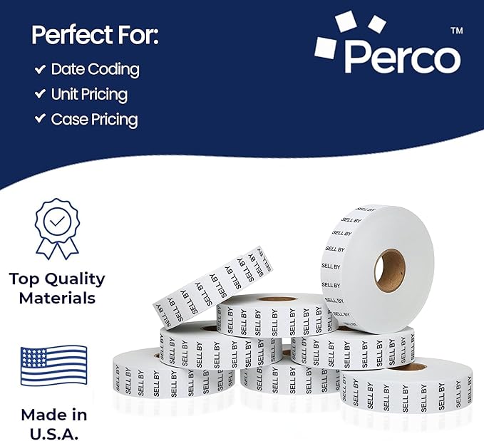 Perco Sell BY Labels for Monarch 1131 Price Gun - 8 Rolls, 20,000 Pricemarking Labels
