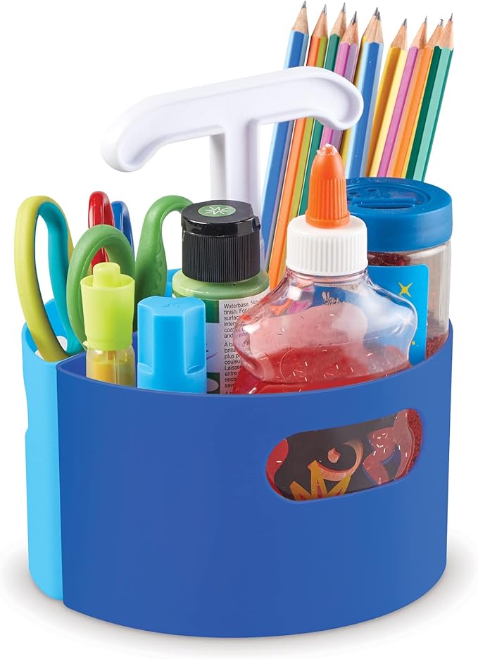 Learning Resources Create-a-Space Storage Mini Center Blue - Desk Caddy Organizer for Kids, Art Supplies Classroom Organizer, Homeschool Supply Organizers and Classroom Storage, Marker Holder
