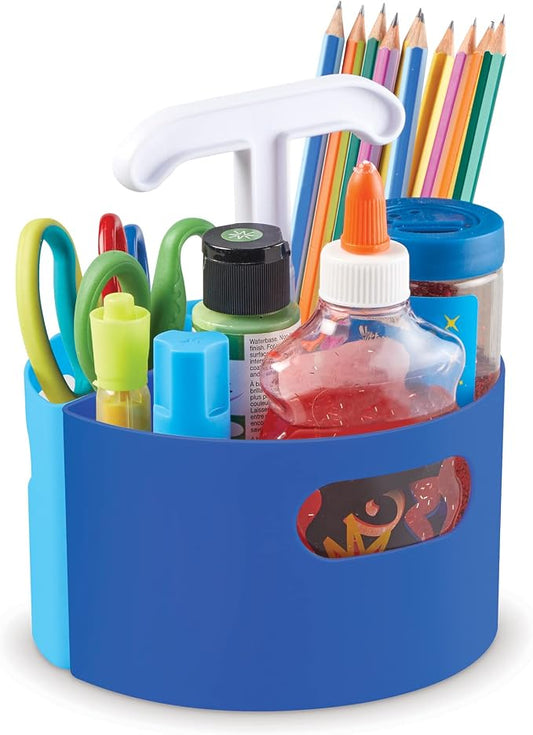 Learning Resources Create-a-Space Storage Mini Center Blue - Desk Caddy Organizer for Kids, Art Supplies Classroom Organizer, Homeschool Supply Organizers and Classroom Storage, Marker Holder