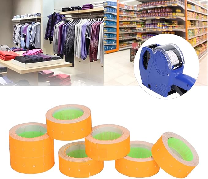 Pricing Labels Roll, 15000pcs 21x12mm Adhesive Price Tags with Red Line for Price Gun Labelers Compatible with MX5500 M5500 AK813 HG979 (Fluorescent Green) (Fluorescent Yellow) (Orange)