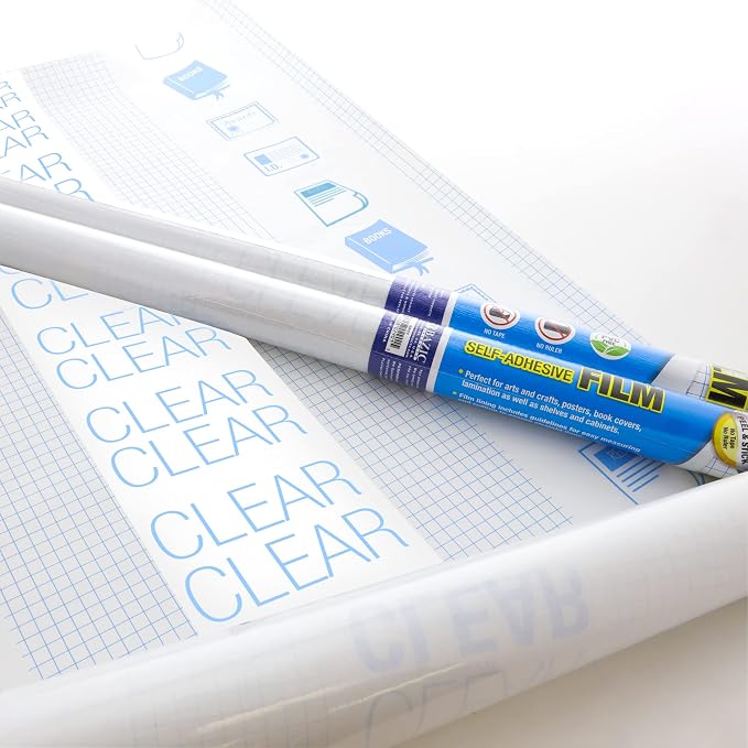 BAZIC Products Clear Self-Adhesive Book Cover Roll, 17.5 in x 5 ft, Clear Peel-and-Stick Film, for Textbooks School Books
