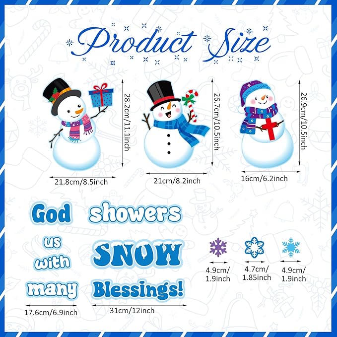 Mooliwe 72 Pcs Religious Winter Bulletin Board Set Snowman Blessings Bulletin Board Cutouts Religious Classroom Decoration Snowflake Snowman Cutouts Winter Xmas Holiday Party Church Classroom Decor