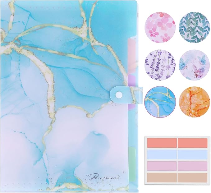 Forest Series Expanding File Folder Stylish Funky Cute Retro Document Organizer with Natural Scenes for Students,Teachers & Freelancers - Cyan Lake