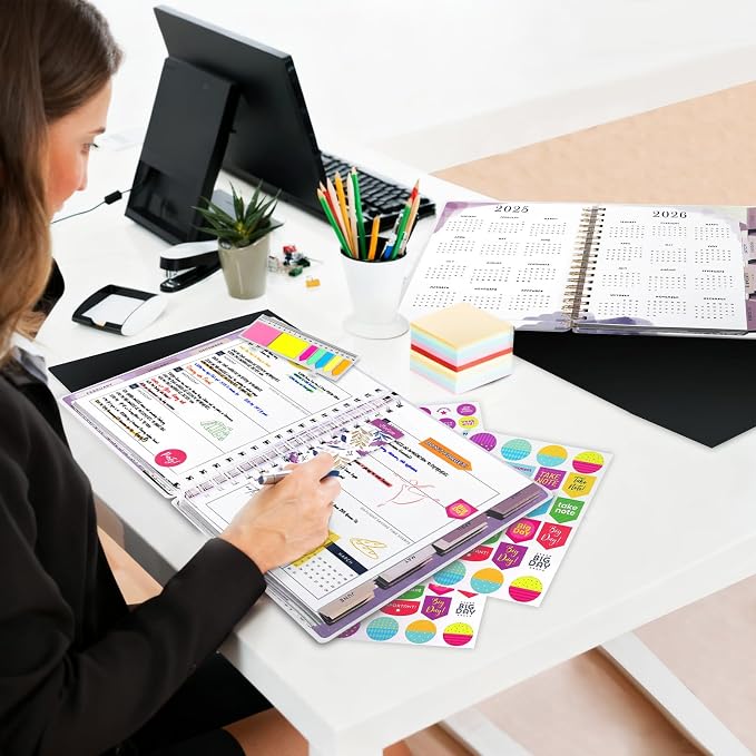 Planner 2026-2027, 18 Months Large Academic Daily Weekly Monthly Organizer | July 2026 - Dec 2027, 8.5x9.8", Page Tabs & Separator Page, Pocket Folder, Bookmark, Stickers & Sticky Note Set