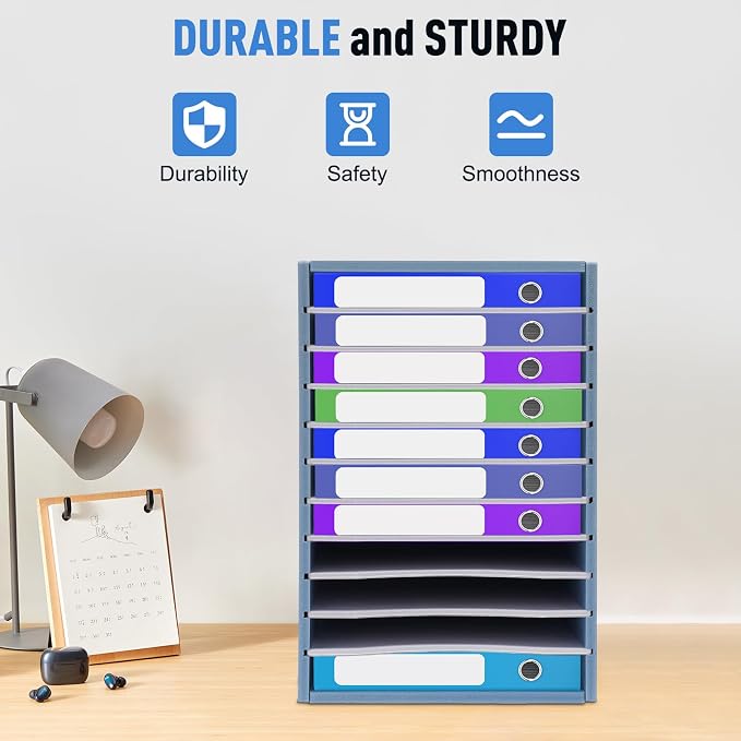 Adjustable Literature Organizer, 11 Compartment Vertical Office Mailbox, Desk File Organizer Desktop Sorter for Office, Home, Classroom