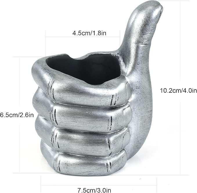 Thumbs Up Pen Holder and Phone Stand,Thumbs Up Very Good Pen Container Cell Phone Stand Holder Desk Organizer Decoration for Office Desk Home Decorative (silvery)