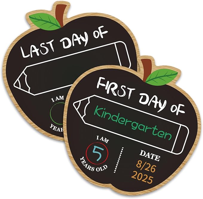 First and Last Day of School Chalkboard 9.8" Double Sided Reusable Back to School Sign for Kids Girls Boys Preschool Pre-K Kindergarten 1st Grade Photo Props 1st Day of Schools Board Gifts