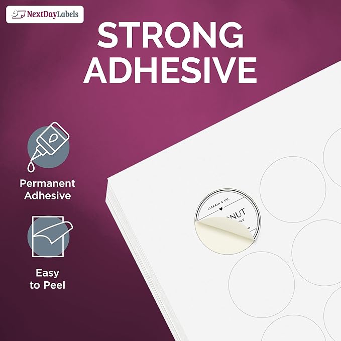 NextDayLabels 0.75 Inch Round Circle Stickers White for Bleeds Laser Inkjet - 108 Per Sheet Self-Adhesive Color Coding Inventory Labels Made in USA - 27,000 Labels