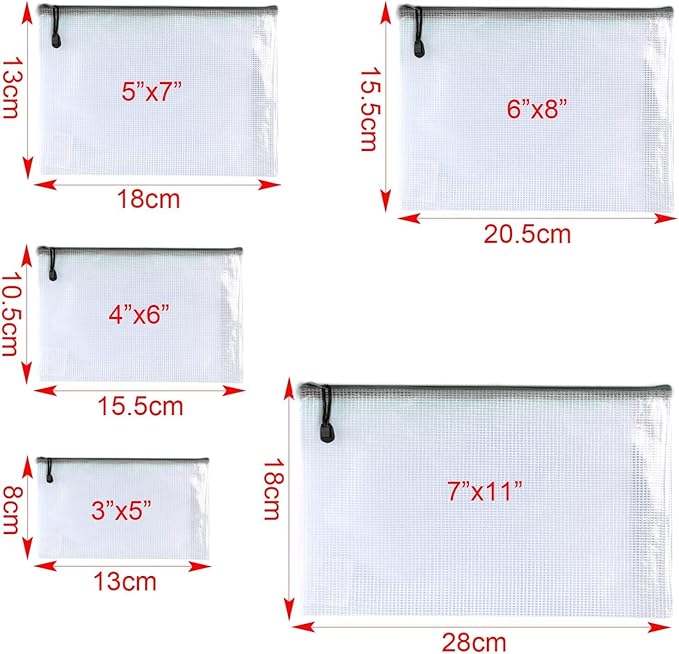 Oaimyy-20 Pcs-Mesh Zipper Pouch Document Folders Bag Zipper Zip File Folders,Puzzle Bags for Organizing Storage (Black, 11"x 14")