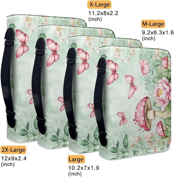 Mushrooms Bible Bags for Women Butterfly Print Bible Covers Bible Holder Bible Bags Canva Bible Study Supplies, A Christian Gift for Women-Size 2XL
