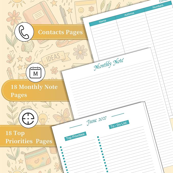 18 Month Monthly Planner 2026-2027 (Jul 2026 - Dec 2027), 9" x 11" Large Planner with Monthly Tabs, Inner Pocket, Hardcover Academic Organizer for Students, Teachers & Professionals