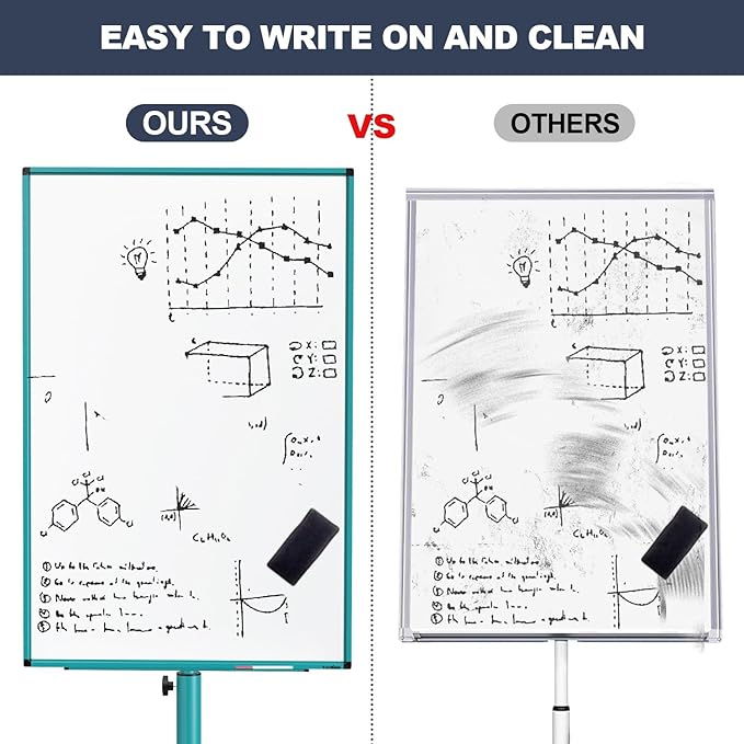 Mobile Whiteboard on Wheels, 40x26 Inches Magnetic Dry Erase Board with Stand, Standing White Board with Paper Pads, Portable Rolling Dry Erase Board for Classroom, School, Office, Home, Teacher