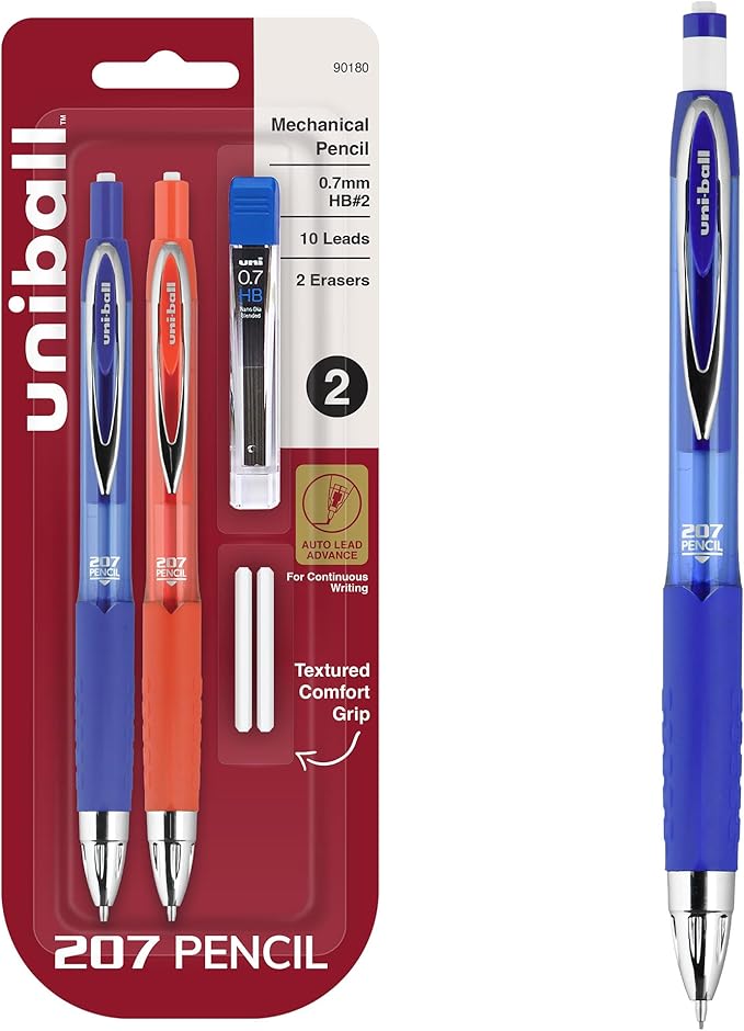 uniball 207 Mechanical Pencil Starter Kit, 0.7mm, HB #2, 2 Pack