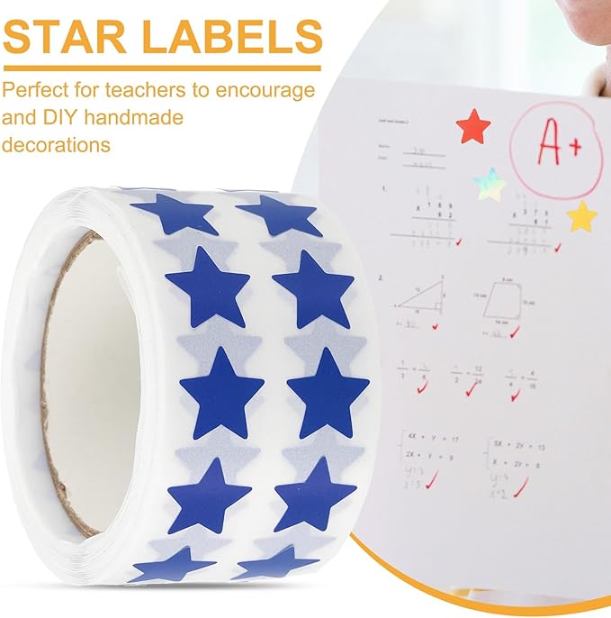 PATIKIL Star Stickers Roll 1/2", 1000 Pcs Self-Adhesive Reward Stickers Star Labels for Behavior Chart Classroom Teacher Supplies and DIY Craft, Blue