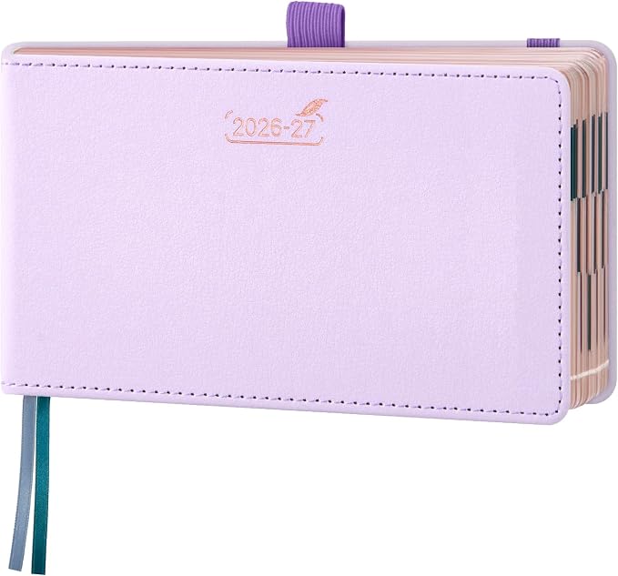 BEZEND Pocket Weekly Planner 2026 2027 Equal Weekend with Hourly Timeslot (6.5" x 3.75") 18 Months Small Academic Calendar (Jul 26-Dec 27) for Students, Work & Home, PU Leather Hardcover -Lilac