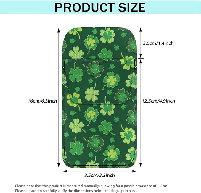 chaqlin Pocket Protector, PU Leather Pocket Pen Holder Organizer for Shirts Lab Coats Pants Pen Sleeve Holds Pens Pointers Pencils and Notes Card (Green Leaves)