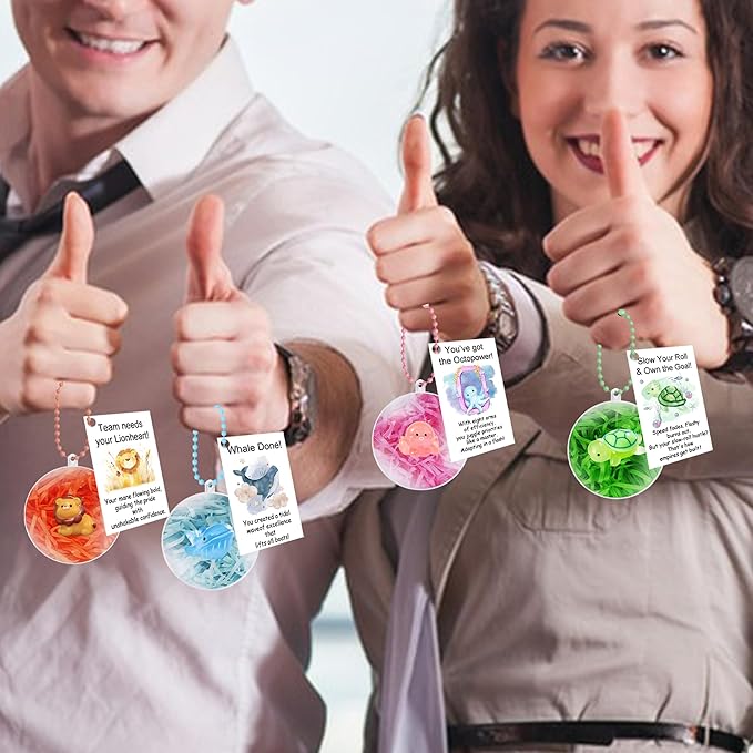 ZXSWEET 24 Sets Emotional Support Gifts Staff Appreciation Gifts Bulk Team for Employees Cute Animal Ornaments Inspirational Tags for Office Staff Teacher Group Students