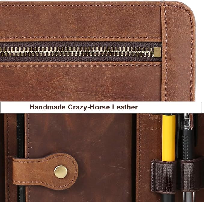 Personalized Leather Portfolio Case for iPad Pro 11 Inch (2025/2024/2022/2021/2018), Smart Folio Cover with Pencil Holder & Zipper Pocket, Compatible with iPad 10.5/9.7, Custom Business Gift