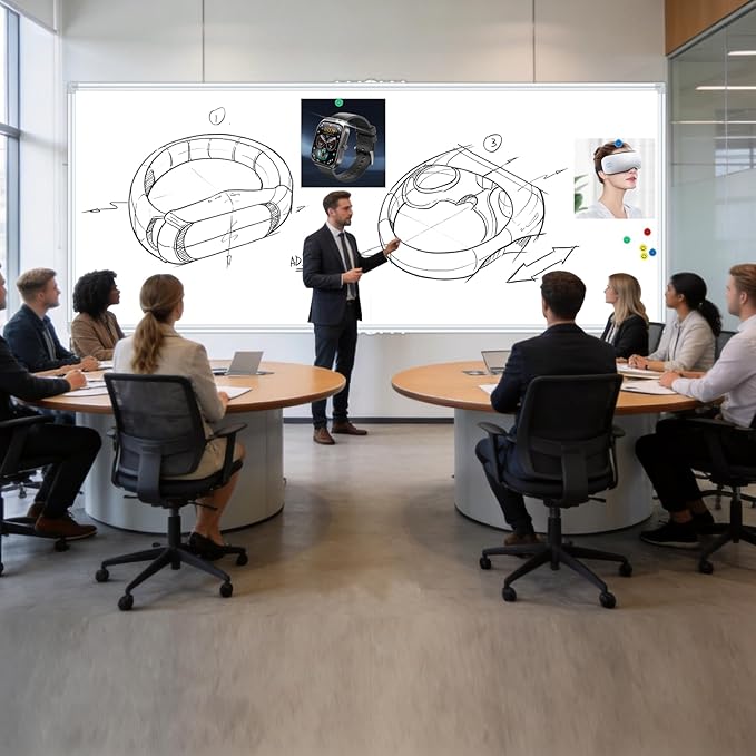 118"X48" Large Magnetic Whiteboard - Dry Erase Board, 10x4 Ft, Foldable Design, Non-Reflective Coating Surface Ultra-Wide Office White board, Silver Frame For Lecture Hall (Full Kit Included)
