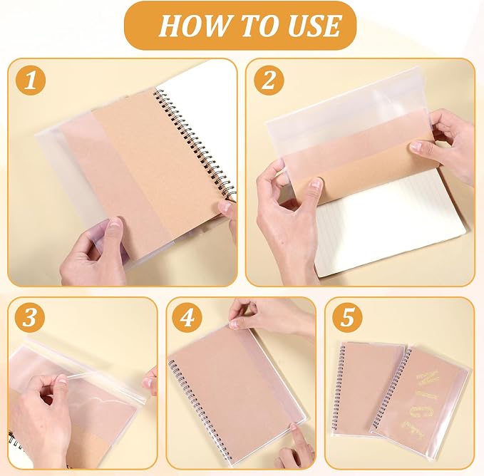 10pcs Clear A5 Book Covers Plastic Exercise Books Covers Waterproof Plastic Sleeves Transparent Slip on Book Cover for Home Office Books (8.5 * 5.9 Inch)
